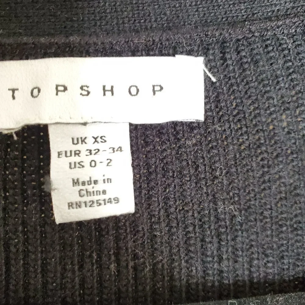 Topshop oversized v neck ribbed sweater black XS